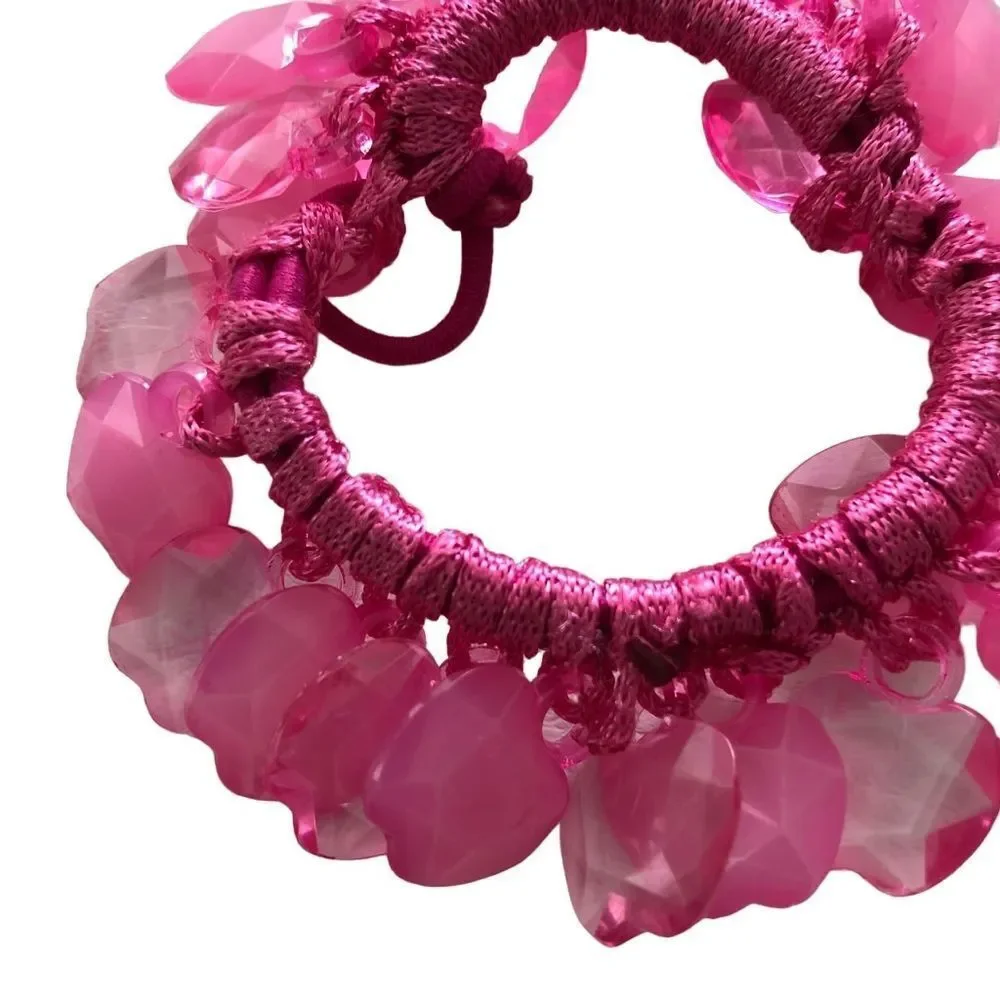 2 Scrunchies: Pink Apples and Yellow Balls that click against each other when in